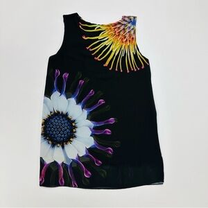 Carre Noir womens tank top black bright floral flowy Medium sleeveless summer